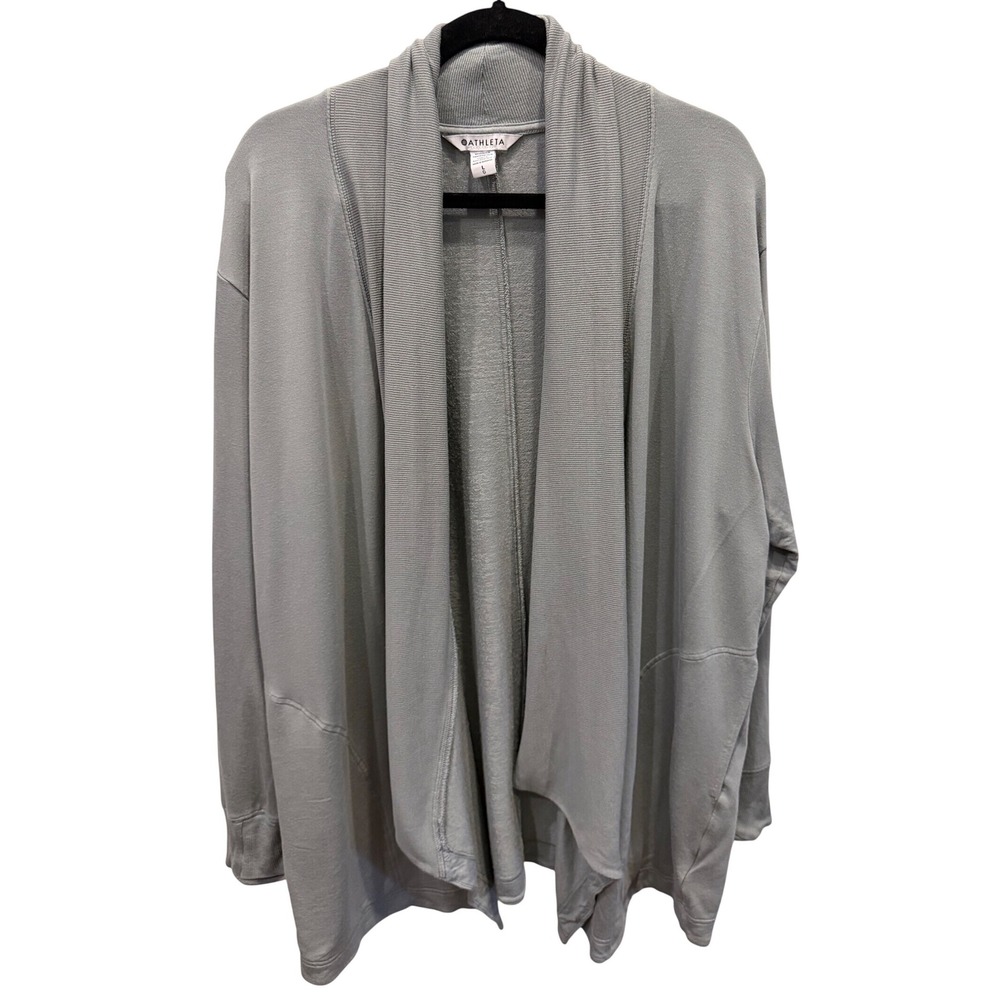 Athleta Pranayama Restore Wrap Grey Open Front Cardigan L 882498-34 SP24
